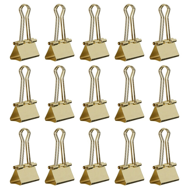 JAM Paper Colorful Binder Clips, Medium, 5/8" Capacity, Gold, 15/Pack (339BCgo)