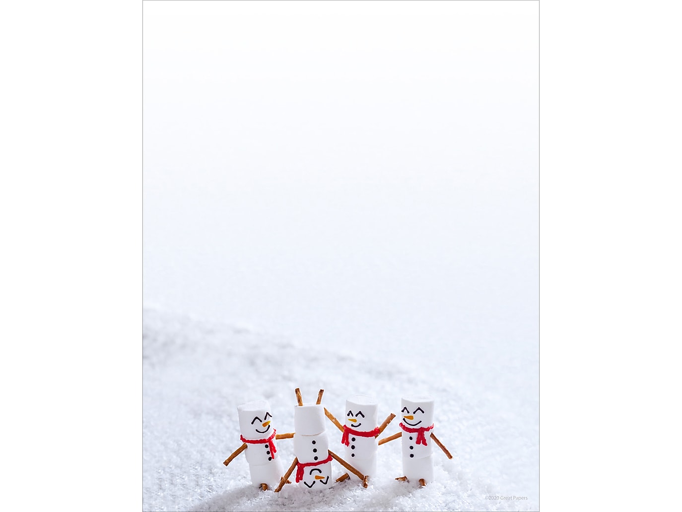 Great Papers! Marshmallow Snowmen Holiday Letterhead, Multicolor, 80/Pack (2020104)