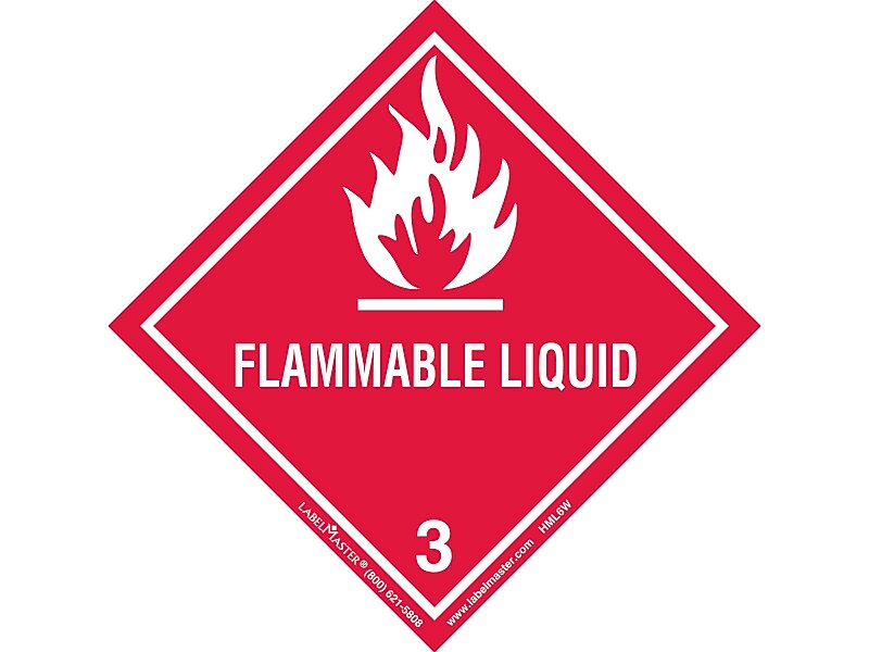 Labelmaster Flammable Liquid Identification & Color Coding Labels, 4" x 4", Red, 500/Roll (HML6W)