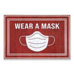 Apache Mills® Message Floor Mats, 24 x 36, Red/White, "Wear A Mask"