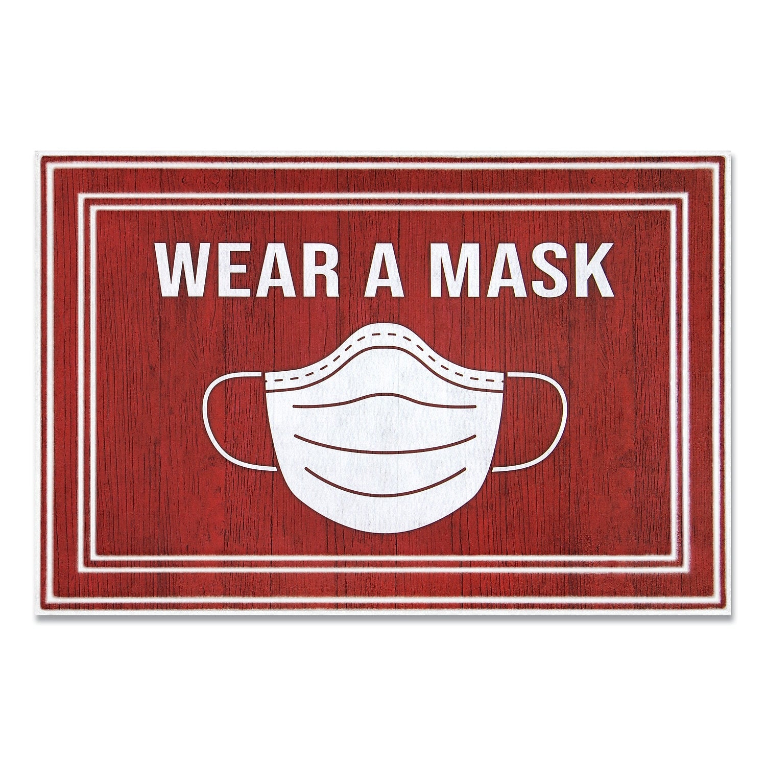 Apache Mills® Message Floor Mats, 24 x 36, Red/White, "Wear A Mask"