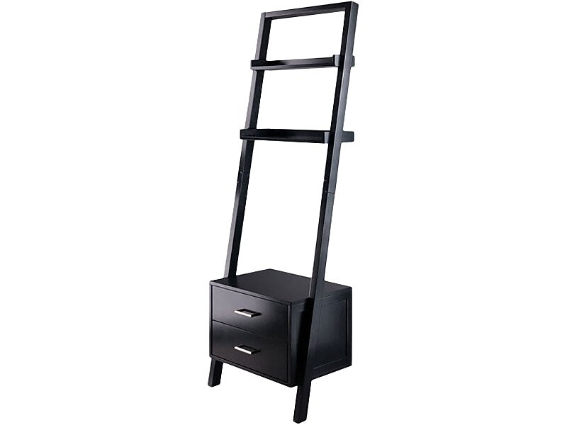 Winsome Bellamy 2-Shelf 69"H Leaning Bookcase, Black (29522)