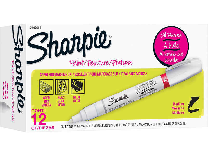 Sharpie Tank Paint Marker, Medium Tip, White, 12/Pack (2107614)