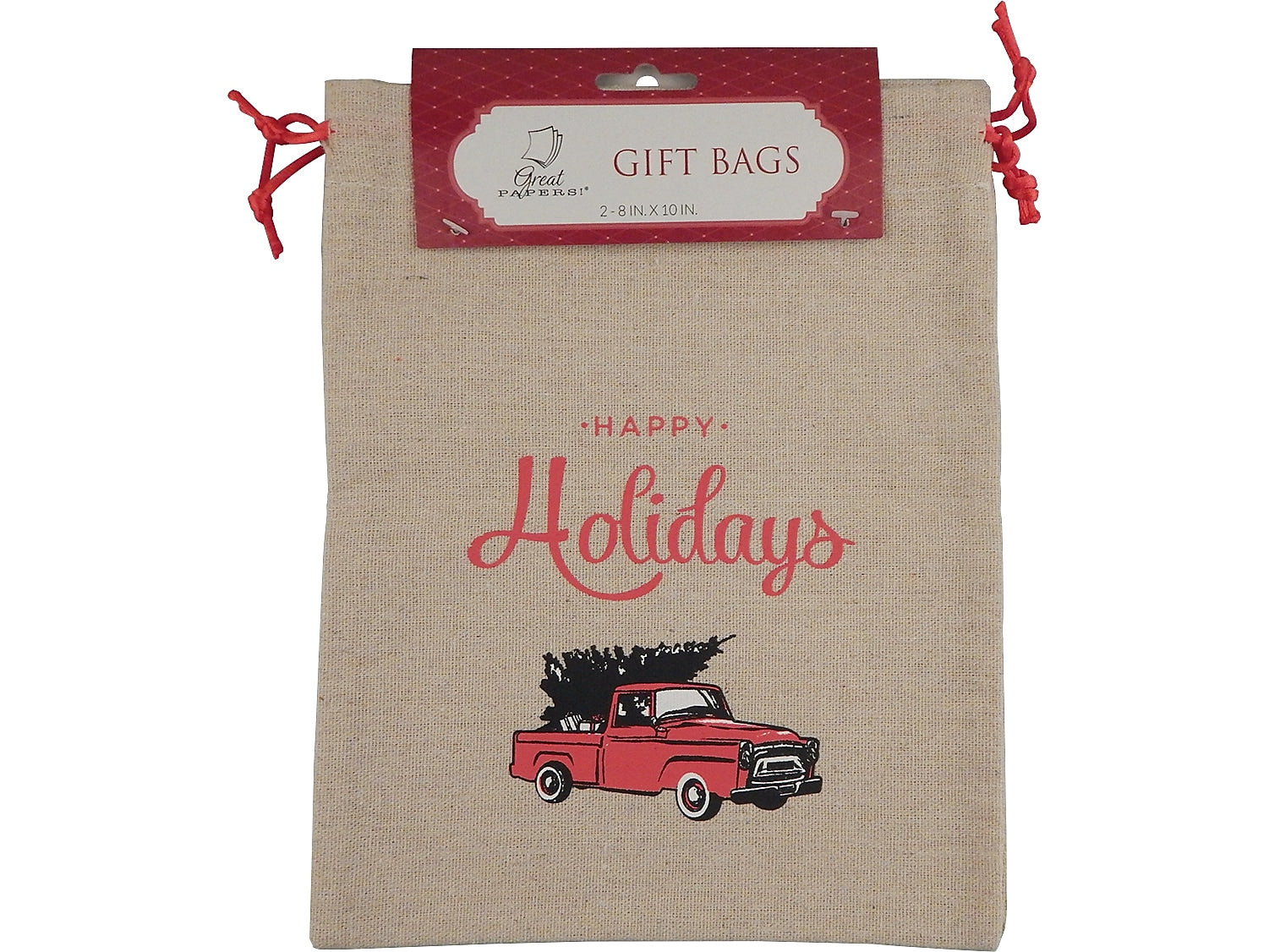 Great Papers Reusable Shopping Bag, 10" x 8", Beige, 2/Pack (2020137)