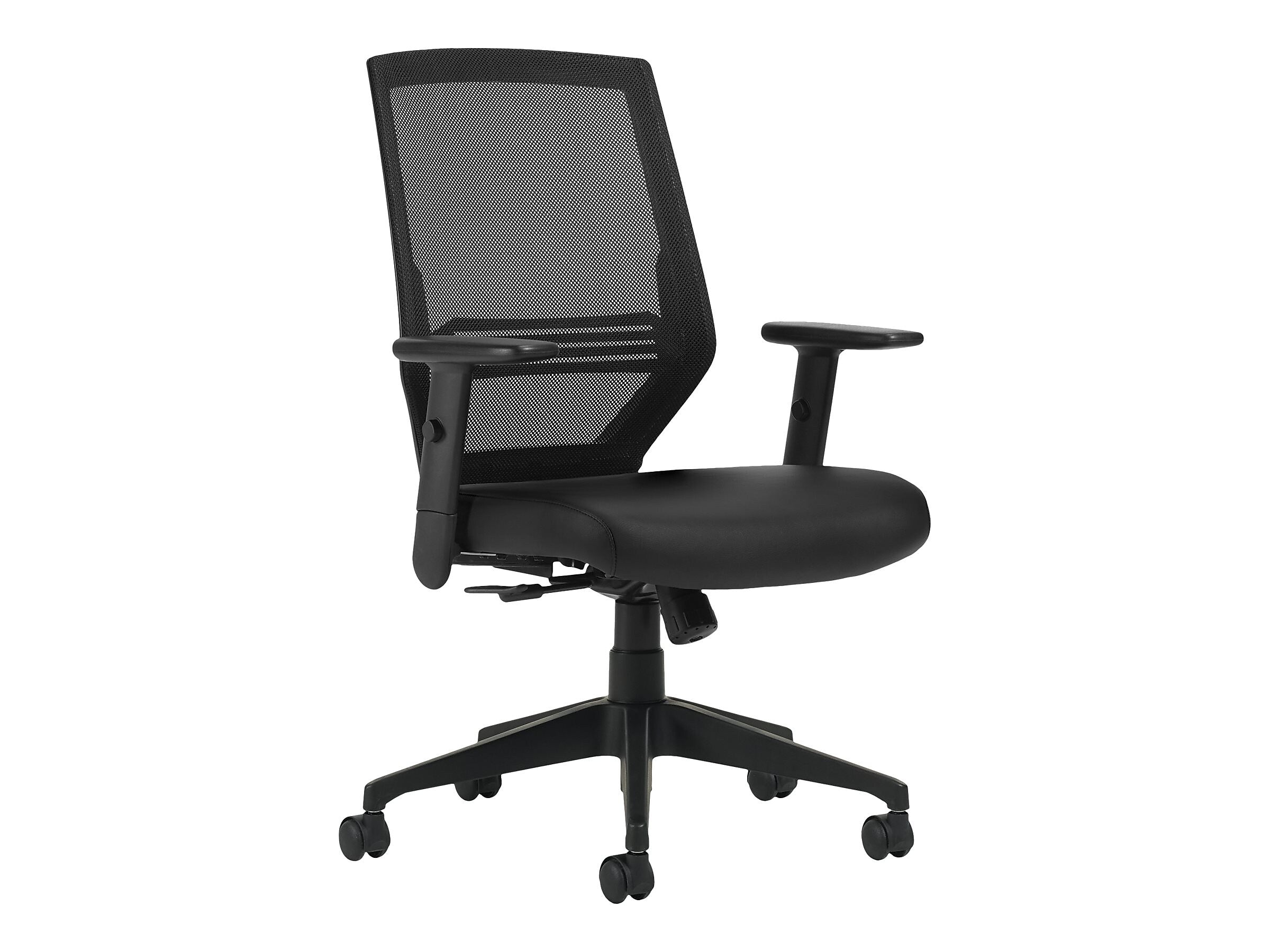 Offices To go Mesh Back Luxhide Task Chair, Black (OTG12112B)