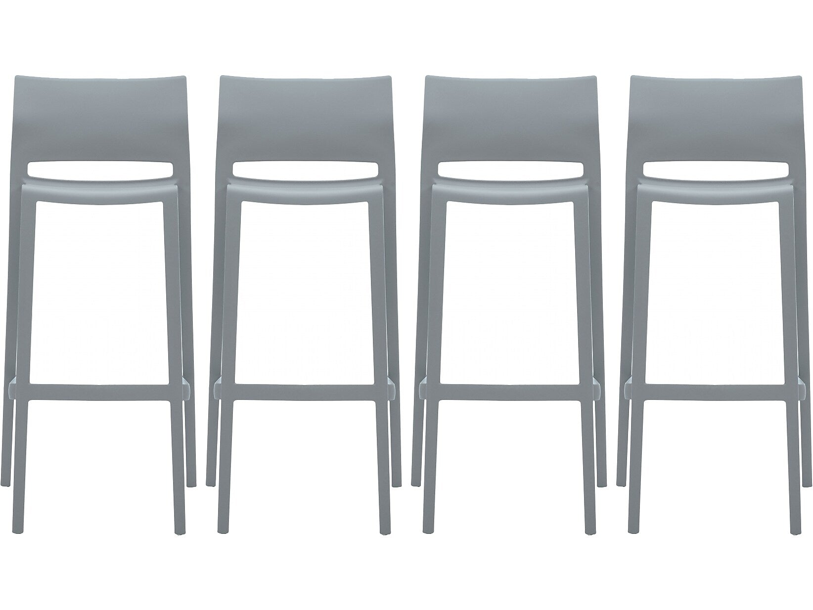 Global Bakhita Plastic Armless Bar Chair, Alloy, 4/Carton (6754ALY)