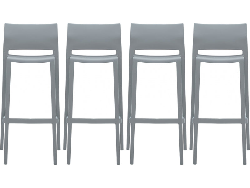 Global Bakhita Plastic Armless Bar Chair, Alloy, 4/Carton (6754ALY)