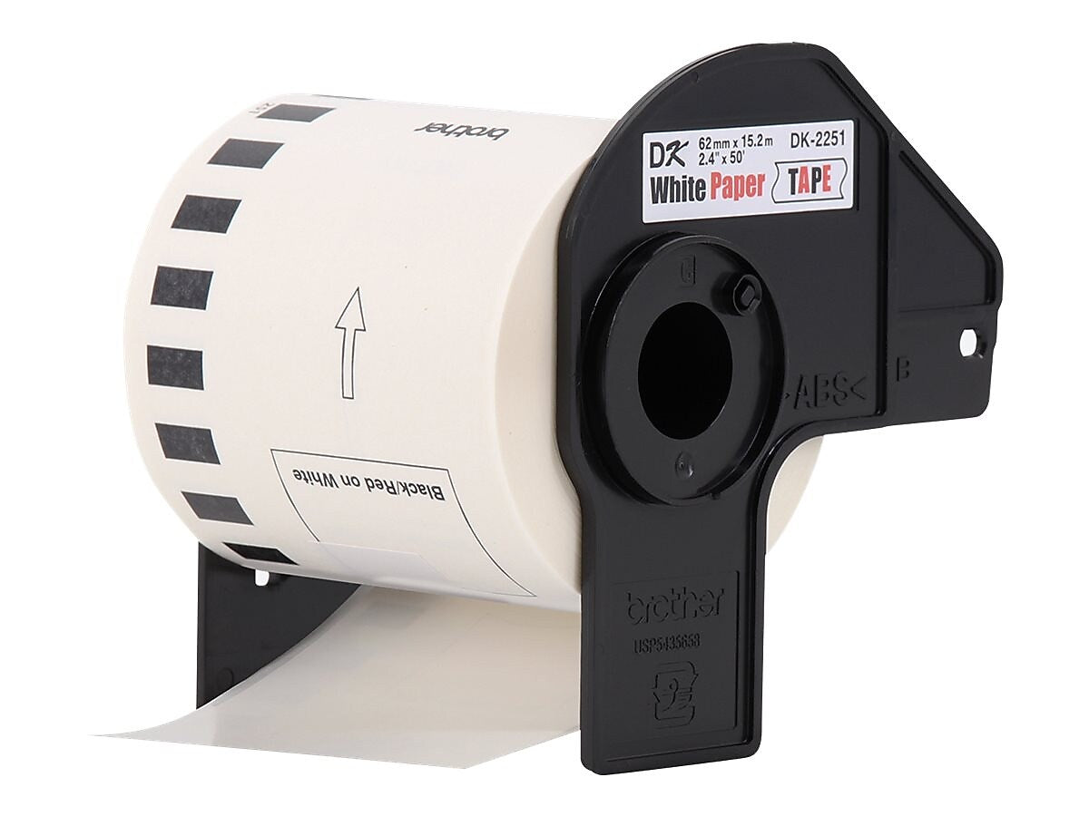 Brother DK-2251 Standard Width Continuous Paper Labels, 2-4/10" x 50', Black/Red on White, 24 Rolls/Box (DK-225124PK)