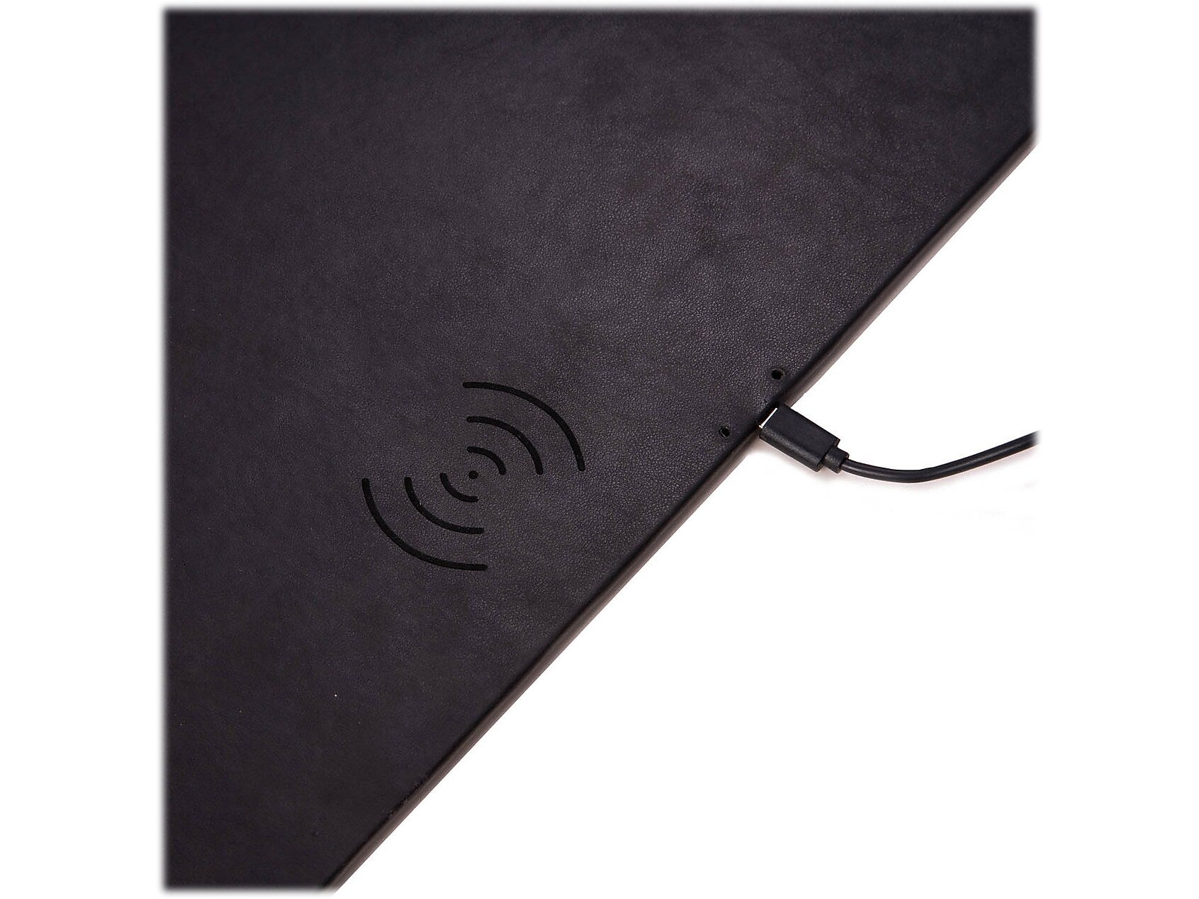 Bey-Berk Leather Wireless Charging Desk Pad, 18" x 28", Black (D400)