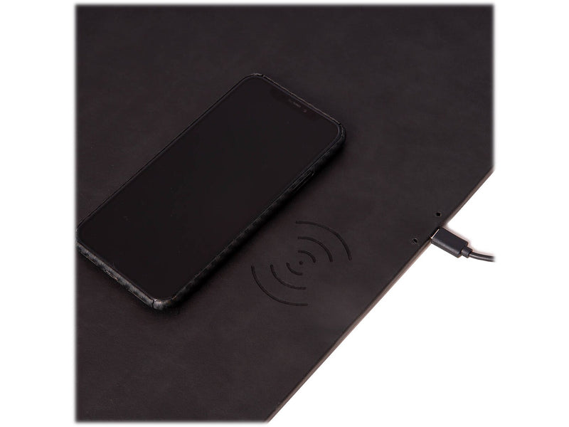 Bey-Berk Leather Wireless Charging Desk Pad, 18" x 28", Black (D400)