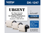 Brother DK-1247 Large Shipping Paper Labels, 6-4/10" x 4-7/100", Black on White, 180 Labels/Roll, 3 Rolls/Box (DK-12473PK)
