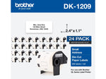 Brother DK-1209 Small Address Paper Labels, 2-4/10" x 1-1/10", Black on White, 800 Labels/Roll, 24 Rolls/Pack (DK-120924PK)